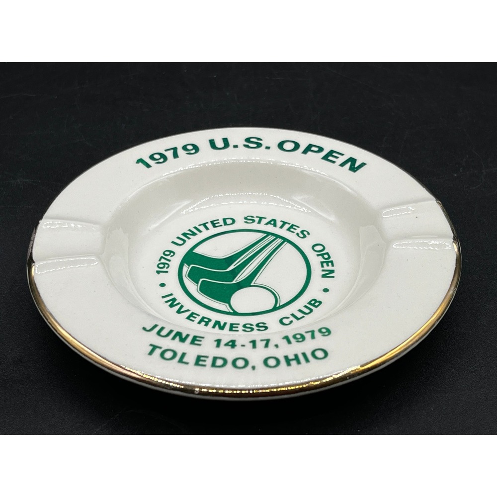 Vtg 1979 US Open Inverness Club Golf Ashtray Toledo Ohio Ceramic Souvenir 5.25"